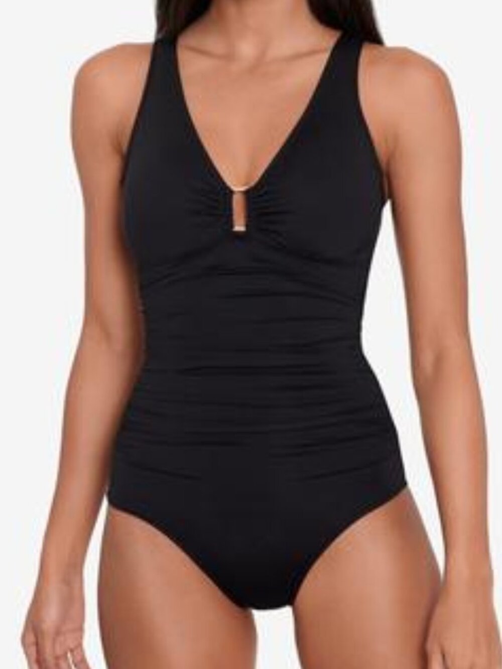 Ralph Lauren Ring Over the Shoulder Tummy Control One Piece Swimsuit